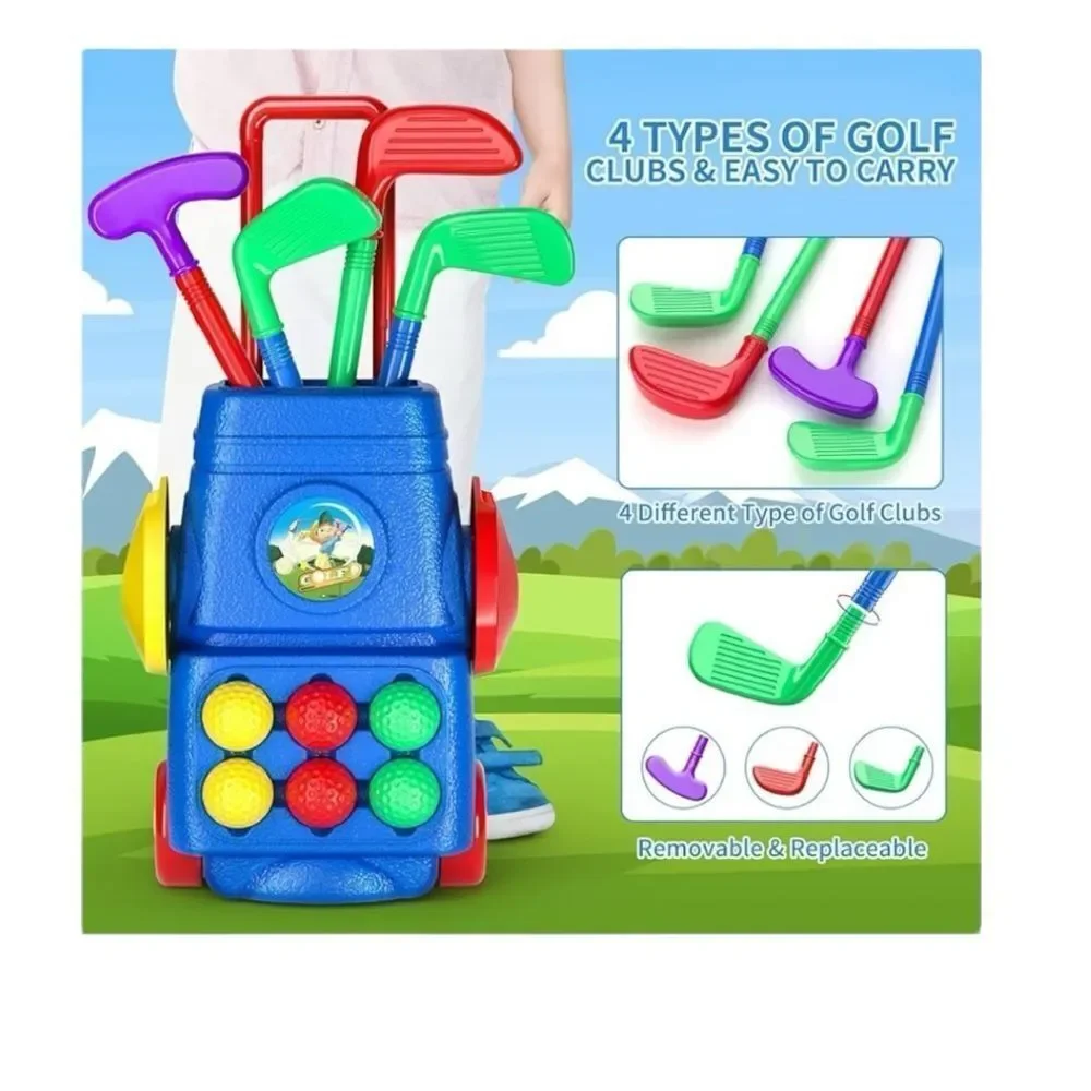 Colorful Kids Golf Set with Blue Caddy
